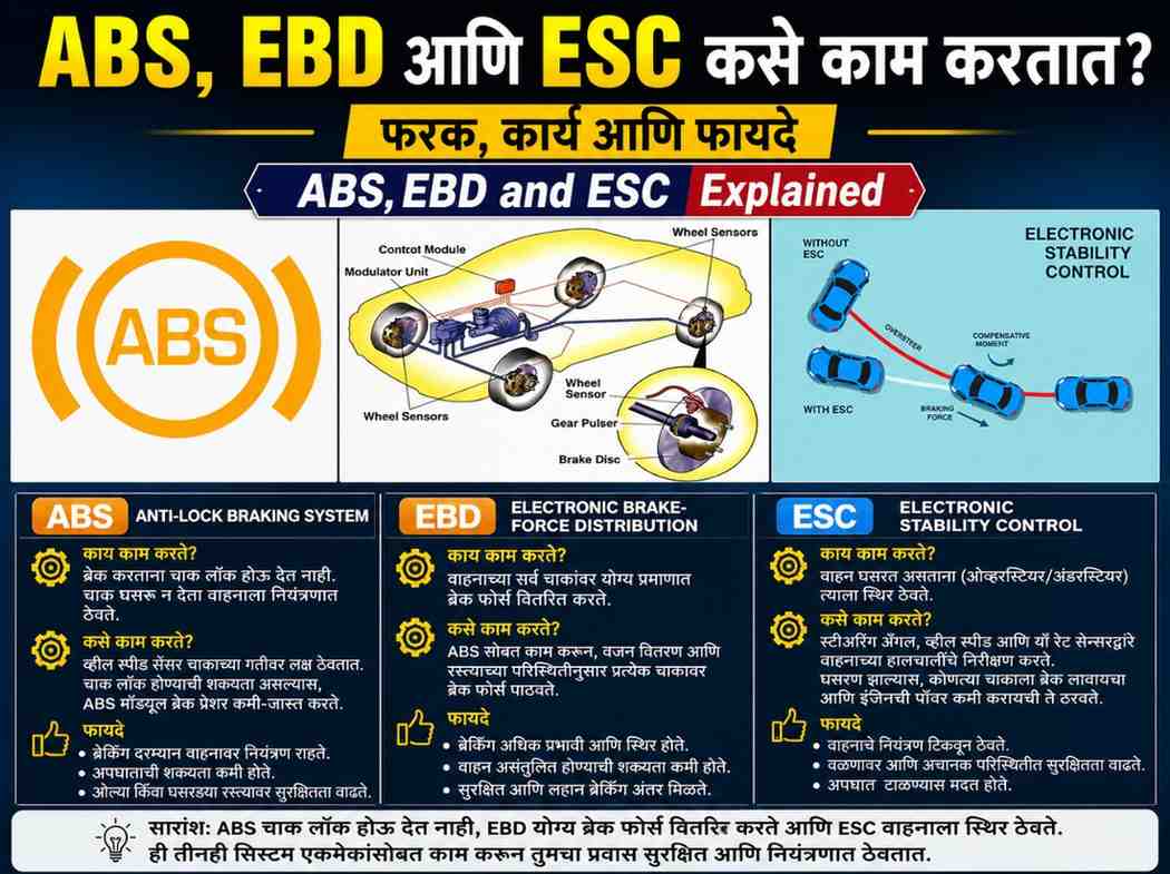 ABS , EBD and ESC Explained